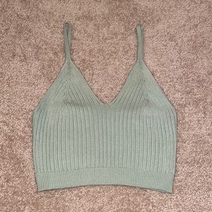 Iris Crop Knitted Tanktop, Green, Size L
